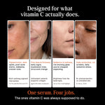 Advertisement for a vitamin C serum with before-and-after effects on skin.